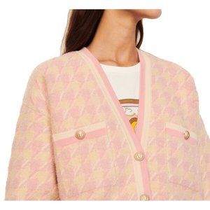 Sandro | Sweaters | Sandro Pink Oversized Kimberly Houndstooth Cardigan |  Poshmark